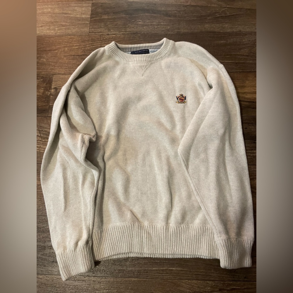 100% cotton Vintage Beige Crewneck Sweater size L woods & gray